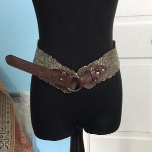 Beaded leather statement belt